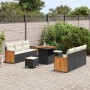 Conjunto de sofá de jardín con cojín Manual 9 pcs Negro y crema en Sofás de exterior | Comprar online en Foru.es