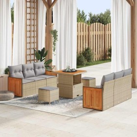 Conjunto de sofá de jardín con cojín 9 pcs beige y gris claro en Sofás de exterior | Comprar online en Foru.es