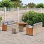 Conjunto de sofá de jardín con cojín 9 pcs beige y gris claro en Sofás de exterior | Comprar online en Foru.es