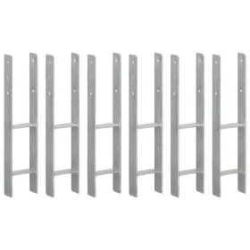 Fence anchors 6 pcs silver galvanized steel 12x6x60 cm by vidaXL, Spikes for anchoring in the ground - Ref: Foro24-145306, Pr...