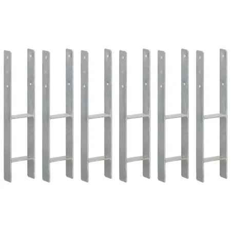 Fence anchors 6 pcs silver galvanized steel 12x6x60 cm by vidaXL, Spikes for anchoring in the ground - Ref: Foro24-145306, Pr...