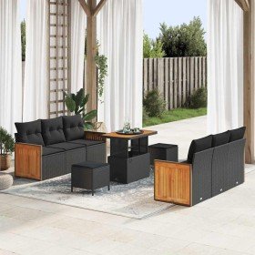 Conjunto de sofá de jardín con cojín Manual 9 pcs Negro en Sofás de exterior | Comprar online en Foru.es