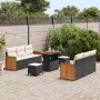 Conjunto de sofás de jardín con cojín 9 pcs Negro y crema en Sofás de exterior | Comprar online en Foru.es