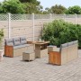 Conjunto de sofá de jardín con cojín 9 pcs beige y gris claro en Sofás de exterior | Comprar online en Foru.es