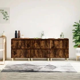 Aparadores 3 uds madera contrachapada roble ahumado 60x35x70 cm de vidaXL, Aparadores - Ref: Foro24-3185772, Precio: 168,72 €...