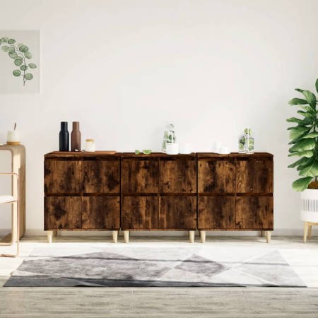 Aparadores 3 uds madera contrachapada roble ahumado 60x35x70 cm de vidaXL, Aparadores - Ref: Foro24-3185772, Precio: 170,74 €...