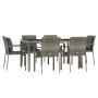 Set comedor jardín 7 pzas y cojines ratán sintético gris de vidaXL, Conjuntos de jardín - Ref: Foro24-3157960, Precio: 493,90...
