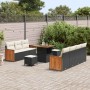 Conjunto de sofá de jardín con cojín 10 pcs Negro y crema en Sofás de exterior | Comprar online en Foru.es