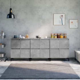 Aparadores 3 uds madera contrachapada gris hormigón 60x35x70 cm de vidaXL, Aparadores - Ref: Foro24-3185779, Precio: 204,26 €...