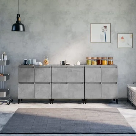 Aparadores 3 uds madera contrachapada gris hormigón 60x35x70 cm de vidaXL, Aparadores - Ref: Foro24-3185779, Precio: 201,43 €...