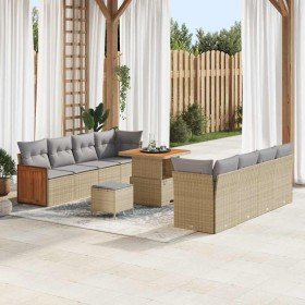 Conjunto de sofá de jardín con cojín 11 pcs beige y gris claro en Sofás de exterior | Comprar online en Foru.es