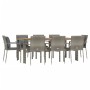 Set comedor jardín 9 pzas y cojines ratán sintético gris de vidaXL, Conjuntos de jardín - Ref: Foro24-3184974, Precio: 675,85...
