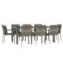 Set comedor jardín 9 pzas y cojines ratán sintético gris de vidaXL, Conjuntos de jardín - Ref: Foro24-3157962, Precio: 694,66...