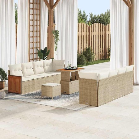 Conjunto de sofá de jardín con cojín 11 pcs beige y crema en Sofás de exterior | Comprar online en Foru.es