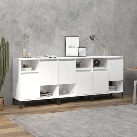 Aparadores 3 uds madera contrachapada blanco brillo 60x35x70 cm de vidaXL, Aparadores - Ref: Foro24-3185745, Precio: 174,69 €...