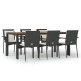 Set de comedor de jardín 7 pzas y cojines ratán sintético negro de vidaXL, Conjuntos de jardín - Ref: Foro24-3157967, Precio:...
