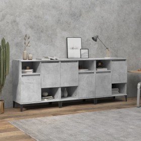 Aparadores 3 uds madera contrachapada gris hormigón 60x35x70 cm de vidaXL, Aparadores - Ref: Foro24-3185747, Precio: 213,94 €...