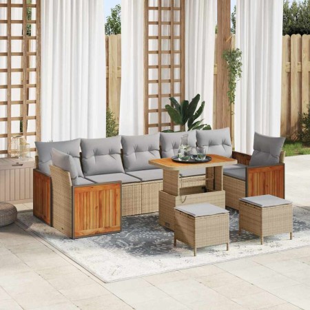 Conjunto de sofá de jardín con cojín 10 pcs beige y gris claro en Sofás de exterior | Comprar online en Foru.es