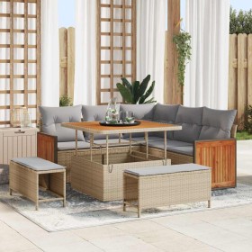 Conjunto de sofá de jardín con cojín 8 pcs beige y gris claro en Sofás de exterior | Comprar online en Foru.es