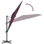 Sombrilla voladiza con LEDs rojo burdeos 400x300 cm de vidaXL, Sombrillas - Ref: Foro24-319933, Precio: 258,35 €, Descuento: %
