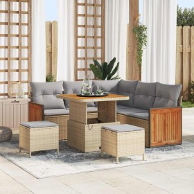 Conjunto de sofá de jardín con cojín 8 pcs beige y gris claro en Sofás de exterior | Comprar online en Foru.es