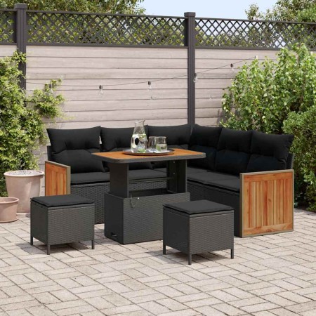 Conjunto de sofá de jardín con cojín 8 pcs Negro en Sofás de exterior | Comprar online en Foru.es