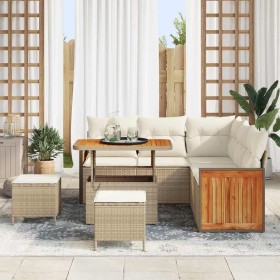 Conjunto de sofás de jardín con cojín 8 pcs Beige y Crema en Sofás de exterior | Comprar online en Foru.es
