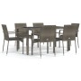 Set comedor jardín 7 pzas y cojines ratán sintético gris de vidaXL, Conjuntos de jardín - Ref: Foro24-3184984, Precio: 483,46...