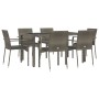 Set comedor jardín 7 pzas y cojines ratán sintético gris de vidaXL, Conjuntos de jardín - Ref: Foro24-3184984, Precio: 483,46...