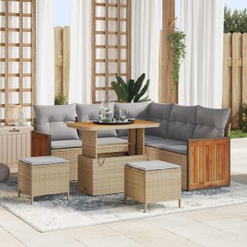 Conjunto de sofá de jardín con cojín 8 pcs beige y gris claro en Sofás de exterior | Comprar online en Foru.es