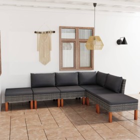 Set de muebles de jardín 8 pzas y cojines ratán sintético gris en Conjuntos de jardín | Comprar online en Foru.es