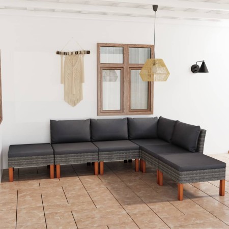 Set de muebles de jardín 8 pzas y cojines ratán sintético gris en Conjuntos de jardín | Comprar online en Foru.es