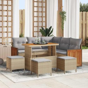 Conjunto de sofá de jardín con cojín 9 pcs beige y gris claro en Sofás de exterior | Comprar online en Foru.es