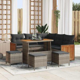 Conjunto de sofás de jardín con cojín 9 pcs Gris en Sofás de exterior | Comprar online en Foru.es