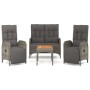 Juego de comedor de jardín 4 piezas con cojines ratán PE gris de vidaXL, Conjuntos de jardín - Ref: Foro24-3185085, Precio: 4...