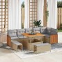 Conjunto de sofá de jardín con cojín 9 pcs beige y gris claro en Sofás de exterior | Comprar online en Foru.es