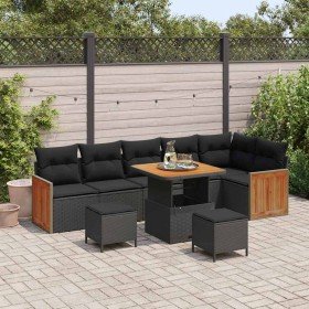 Conjunto de sofás de jardín con cojín 9 pcs Negro en Sofás de exterior | Comprar online en Foru.es