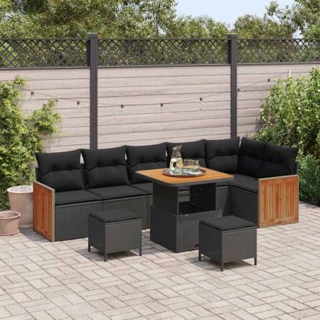 Conjunto de sofás de jardín con cojín 9 pcs Negro en Sofás de exterior | Comprar online en Foru.es