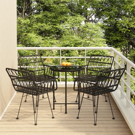 Juego de comedor de jardín 5 piezas ratán sintético negro de vidaXL, Conjuntos de jardín - Ref: Foro24-3157838, Precio: 303,2...