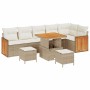 Conjunto de sofás de jardín con cojín 9 pcs Beige y Crema en Sofás de exterior | Comprar online en Foru.es