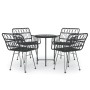 Juego de comedor de jardín 5 piezas ratán sintético negro de vidaXL, Conjuntos de jardín - Ref: Foro24-3157838, Precio: 303,2...