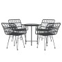 Juego de comedor de jardín 5 piezas ratán sintético negro de vidaXL, Conjuntos de jardín - Ref: Foro24-3157838, Precio: 303,2...