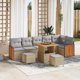 Conjunto de sofá de jardín con cojín 9 pcs beige y gris claro en Sofás de exterior | Comprar online en Foru.es