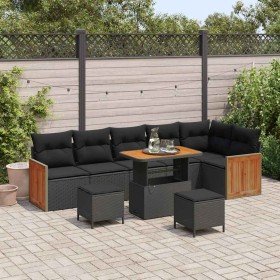 Conjunto de sofás de jardín con cojín 9 pcs Negro en Sofás de exterior | Comprar online en Foru.es