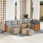 Conjunto de sofá de jardín con cojín 9 pcs beige y gris claro en Sofás de exterior | Comprar online en Foru.es