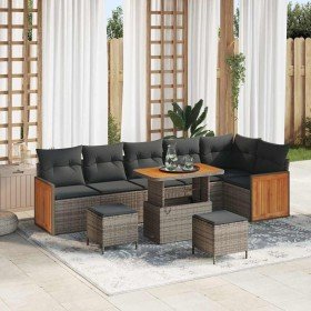 Conjunto de sofás de jardín con cojín 9 pcs Gris en Sofás de exterior | Comprar online en Foru.es