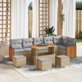 Conjunto de sofá de jardín con cojín 10 pcs beige y gris claro en Sofás de exterior | Comprar online en Foru.es