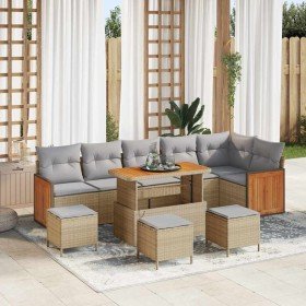 Conjunto de sofá de jardín con cojín 10 pcs beige y gris claro en Sofás de exterior | Comprar online en Foru.es