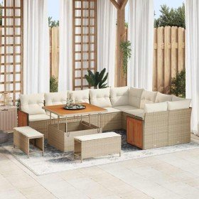 Conjunto de sofá de jardín con cojín 12 pcs beige y crema en Sofás de exterior | Comprar online en Foru.es