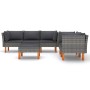 Set de muebles de jardín 6 pzas y cojines ratán sintético gris en Conjuntos de jardín | Comprar online en Foru.es